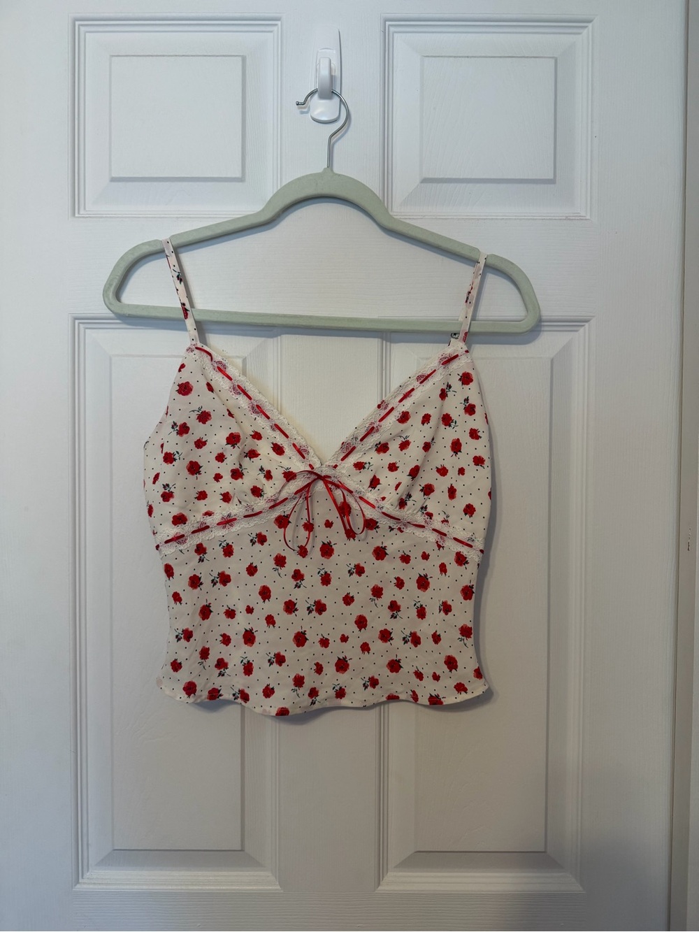 Princess Polly Floral Lace Trim Cami Top Coquette Milkmaid Bow Size 6